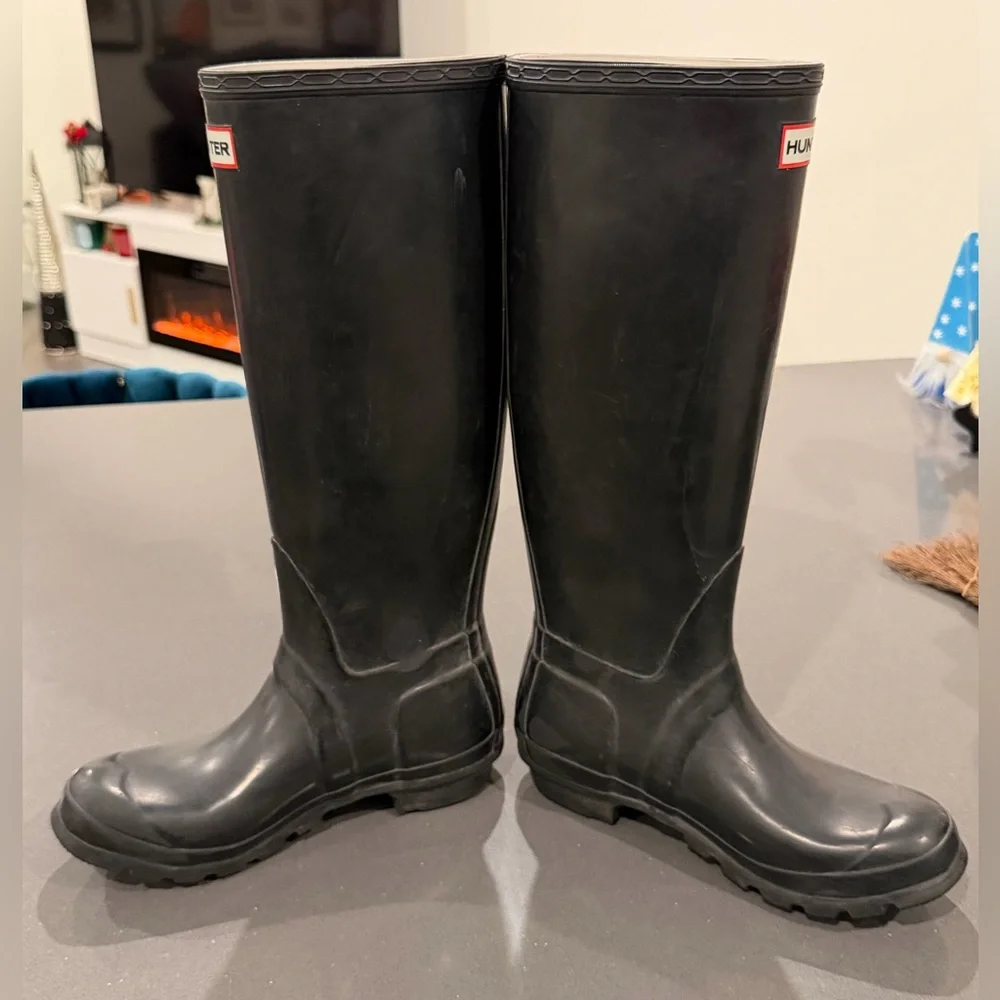 Hunter Original Black Tall Rain Boots Calf-High‎ Women’s US 6 Men's 5